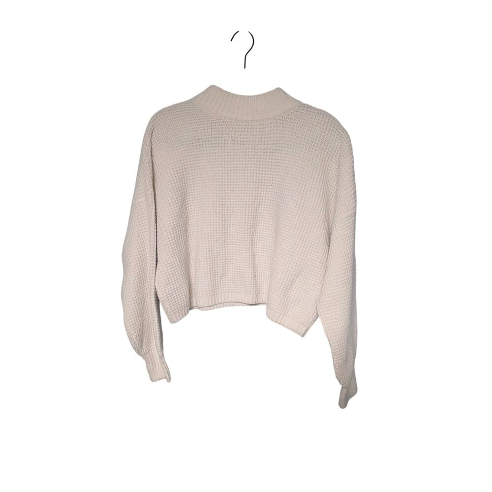 Cropped Knit Sweater Hollister Women's Medium White High Cottagecore Minimalist